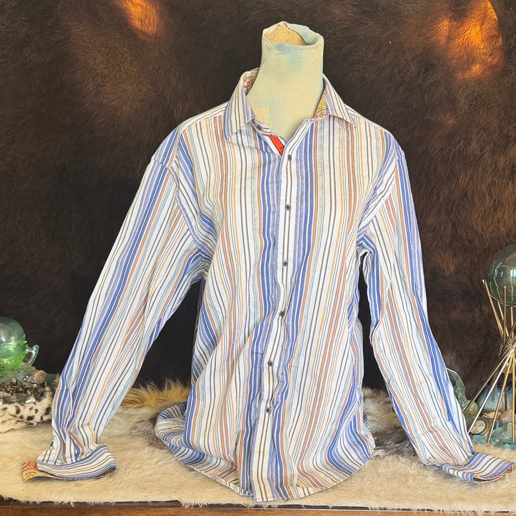 Striped Blue And White Mens Shirt L 6028